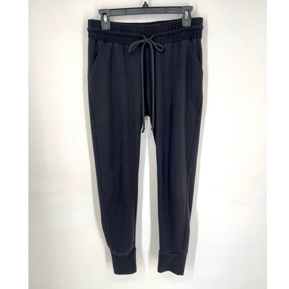 Free People Movement Sunny Skinny Sweat Pants Womens Sz M Black Drawstring - Picture 1 of 9